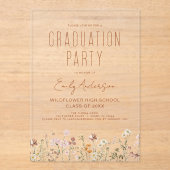 Invitations En Acrylique Fleur sauvage Bloom Graduation Party Boho (Recto)