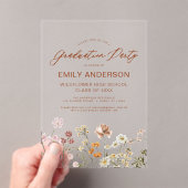 Invitations En Acrylique Fleur sauvage Bloom Graduation Party Photo (In situ (ordinateur de poche))