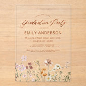 Invitations En Acrylique Fleur sauvage Bloom Graduation Party Photo (Recto)