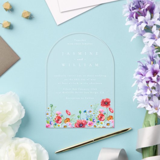 Invitations En Acrylique Fleur sauvage Boho Mariage (Insitu (Mariage))