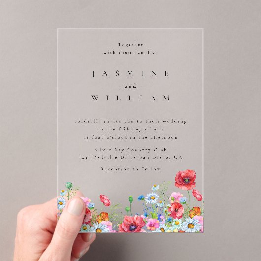 Invitations En Acrylique Fleur sauvage Boho Mariage (In situ (ordinateur de poche))