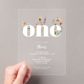 Invitations En Acrylique Fleur sauvage Boho moderne 1er anniversaire (In situ (ordinateur de poche))