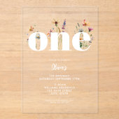 Invitations En Acrylique Fleur sauvage Boho moderne 1er anniversaire (Recto)