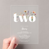 Invitations En Acrylique Fleur sauvage Boho moderne 2e anniversaire (In situ (ordinateur de poche))