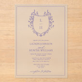 Invitations En Acrylique Fleur sauvage classique Monogram Crest Mariage (Recto)