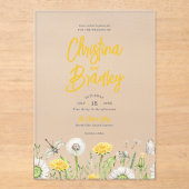 Invitations En Acrylique Fleur sauvage Dandelion Garden Wedding (Recto)