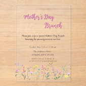 Invitations En Acrylique Fleur sauvage d'aquarelle Fête des Mères Brunch (Recto)