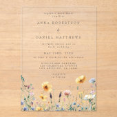 Invitations En Acrylique Fleur sauvage d'aquarelle Mariage de printemps (Recto)