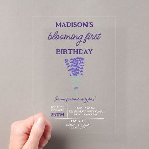 Invitations En Acrylique Fleur sauvage de lavande violette Fleurissant Prem