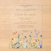 Invitations En Acrylique Fleur sauvage d'été Mariage de jardin (Recto)