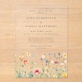 Invitations En Acrylique Fleur sauvage d'été Mariage de jardin (Recto)