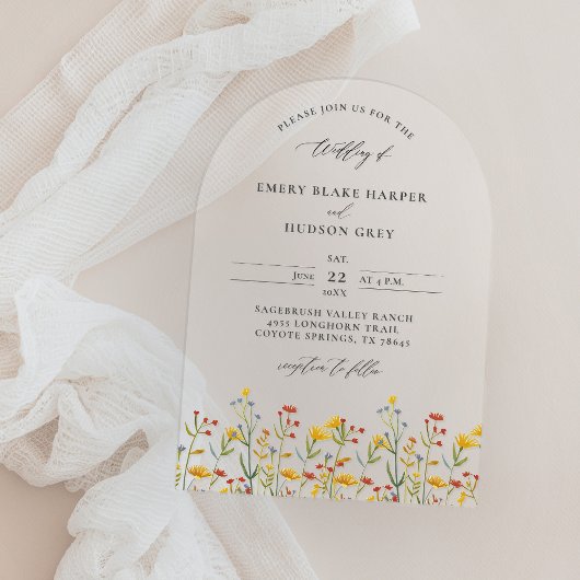 Invitations En Acrylique Fleur sauvage élégant Arc moderne clair Mariage