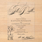 Invitations En Acrylique Fleur sauvage Élégant Mariage gothique (Recto)