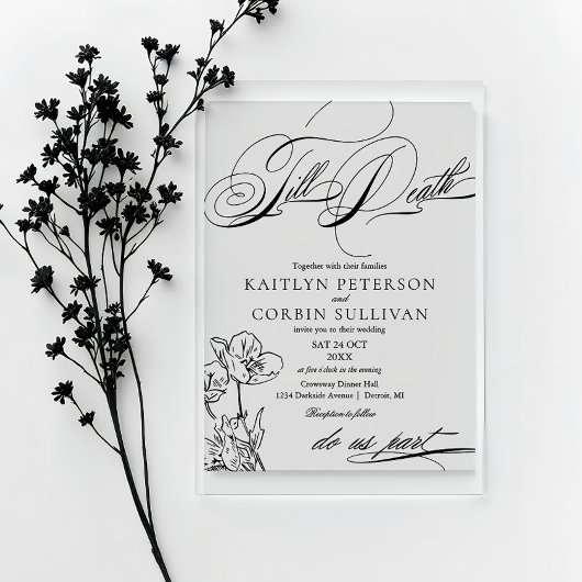 Invitations En Acrylique Fleur sauvage Élégant Mariage gothique
