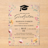 Invitations En Acrylique Fleur sauvage élégant Meadow Garden Graduation (Recto)