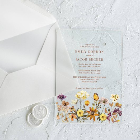 Invitations En Acrylique Fleur sauvage en terre cuite Boho Mariage de autom