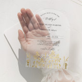 Invitations En Acrylique Fleur sauvage Faux Gold Patina Arch Mariage clair