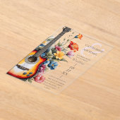 Invitations En Acrylique Fleur sauvage guitare Ampersand Mariage musical (Poser)