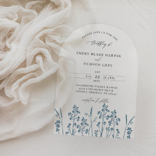 Invitations En Acrylique Fleur sauvage Meadow Blue Arch moderne Mariage cla
