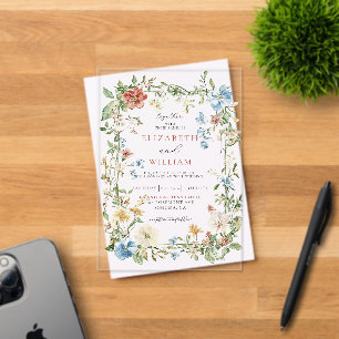 Invitations En Acrylique Fleur sauvage moderne Boho Mariage aquarelle