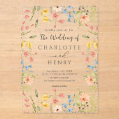 Invitations En Acrylique Fleur sauvage Moderne Elégant Jardin Mariage (Recto)