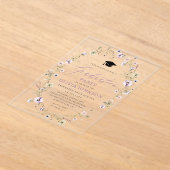 Invitations En Acrylique Fleur sauvage moderne rose violet (Poser)