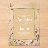 Invitations En Acrylique Fleur sauvage naturel Mariage de Bohême (Recto)