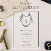 Invitations En Acrylique Fleur sauvage noir classique Monogram Crest Mariag
