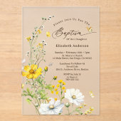 Invitations En Acrylique Fleur sauvage Pré Papillons Botaniques Baptême (Recto)