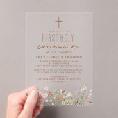 Invitations En Acrylique Fleur sauvage Première Sainte Communion En Fleur (In situ (ordinateur de poche))