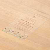 Invitations En Acrylique Fleur sauvage Première Sainte Communion En Fleur (Poser)