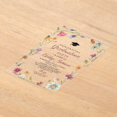 Invitations En Acrylique Fleur sauvage Red Botanical Floral Graduation (Poser)