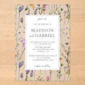 Invitations En Acrylique Fleur sauvage romantique Floral Mariage botanique (Recto)