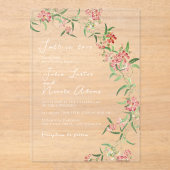 Invitations En Acrylique Fleur sauvage rose Rose Spring Garland Mariage (Recto)
