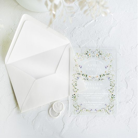 Invitations En Acrylique Fleur sauvage Rustic Boho Floral Mariage