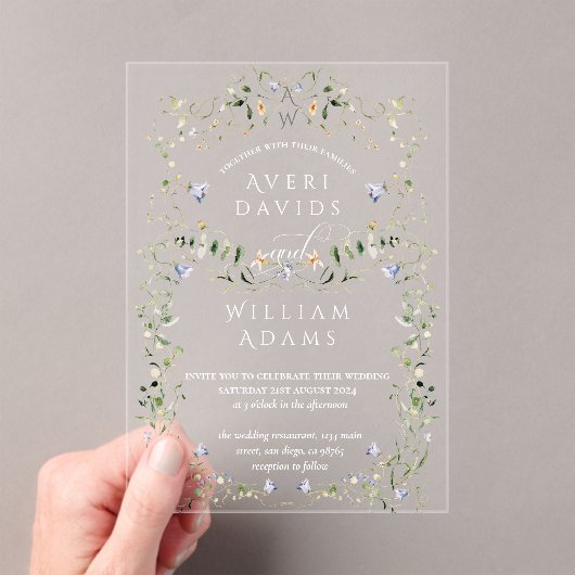 Invitations En Acrylique Fleur sauvage Rustic Boho Floral Mariage (In situ (ordinateur de poche))