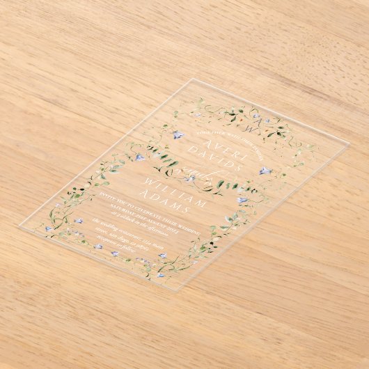 Invitations En Acrylique Fleur sauvage Rustic Boho Floral Mariage (Poser)