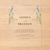 Invitations En Acrylique Fleur sauvage rustique Aquarelle Mariage transpare (Recto)