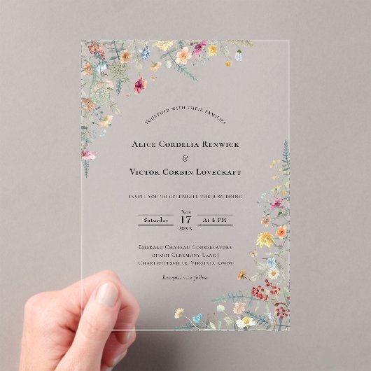 Invitations En Acrylique Fleur sauvage simple Fern Mariage (In situ (ordinateur de poche))