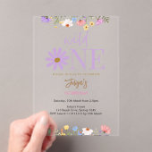 Invitations En Acrylique Fleur sauvage violet 1er anniversaire (In situ (ordinateur de poche))
