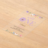 Invitations En Acrylique Fleur sauvage violet 1er anniversaire (Poser)