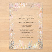 Invitations En Acrylique Fleur sauvage Whimsical Elégant Floral Mariage mod (Recto)