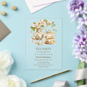 Invitations En Acrylique Fleur Teapot Tea Party Temps pour le Baby shower d (Insitu (Mariage))