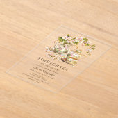 Invitations En Acrylique Fleur Teapot Time pour Fête des mariées de thé (Poser)