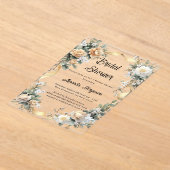 Invitations En Acrylique Fleuron jaune Fête des mariées ruban or (Poser)