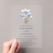 Invitations En Acrylique Fleurs 3D Bleu Or (In situ (ordinateur de poche))