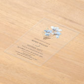 Invitations En Acrylique Fleurs 3D Bleu Or (Poser)