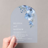 Invitations En Acrylique Fleurs aquarelle bleue Blanche (In situ (ordinateur de poche))