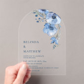 Invitations En Acrylique Fleurs aquarelle bleue Blanche (In situ (ordinateur de poche))