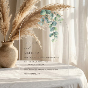 Invitations En Acrylique Fleurs Aquarelle Fines Arch Transparent